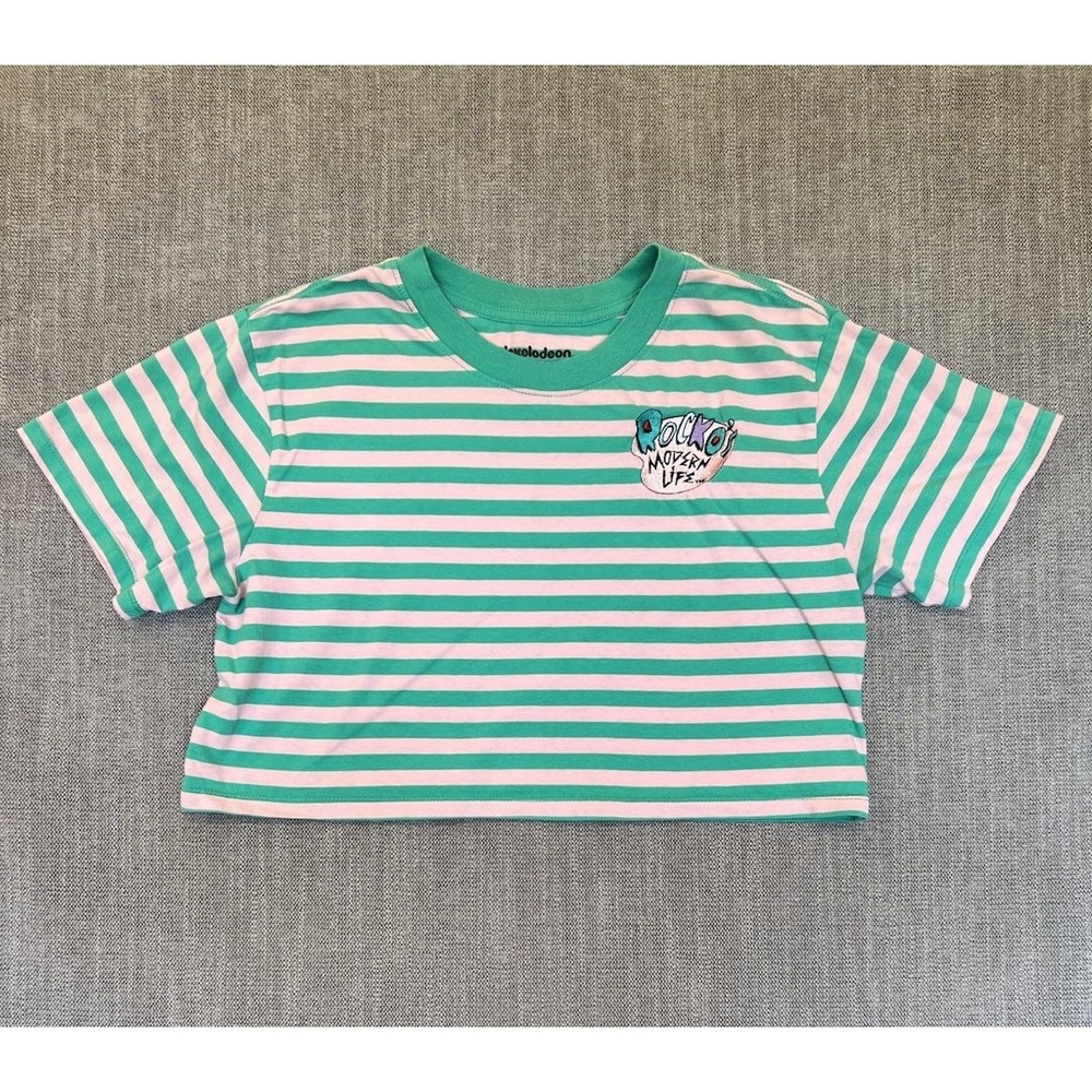 Nickelodeon Rocko's Modern Life Striped Crop Top Women's Large